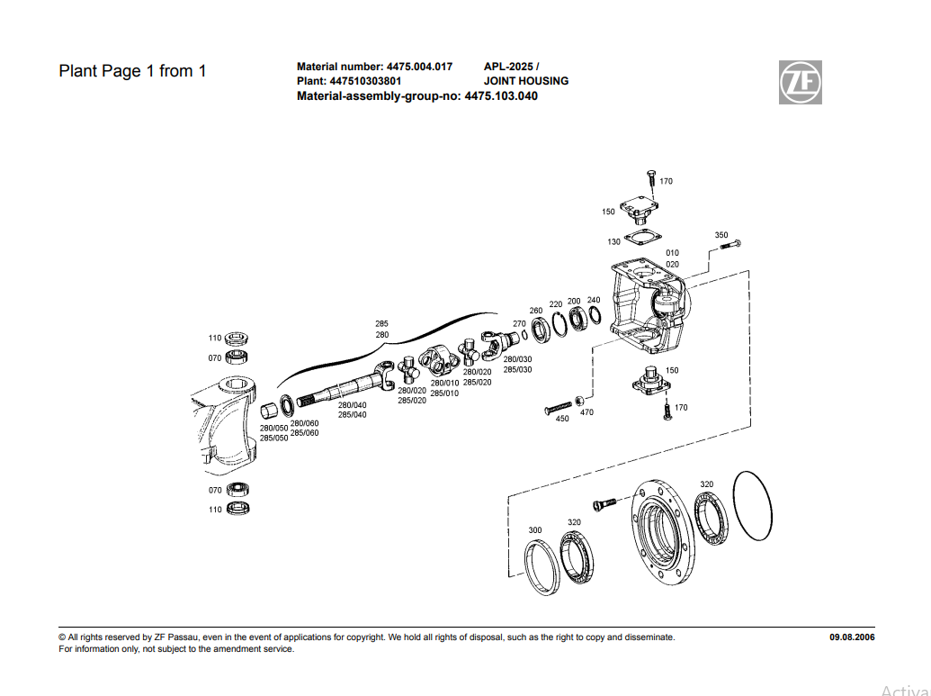 Manual de Partes Eje Delantero ZF APL-2025 - 4475.004.017