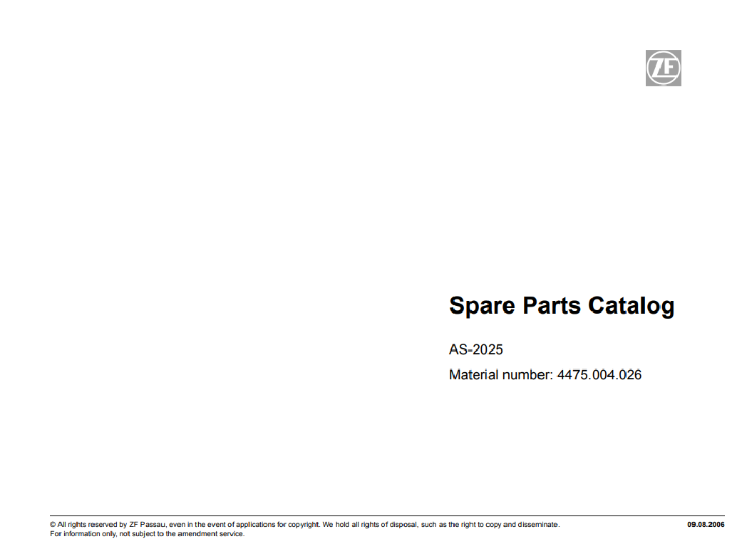 Manual de Partes Eje Delantero ZF AS-2025 - 4475.004.026