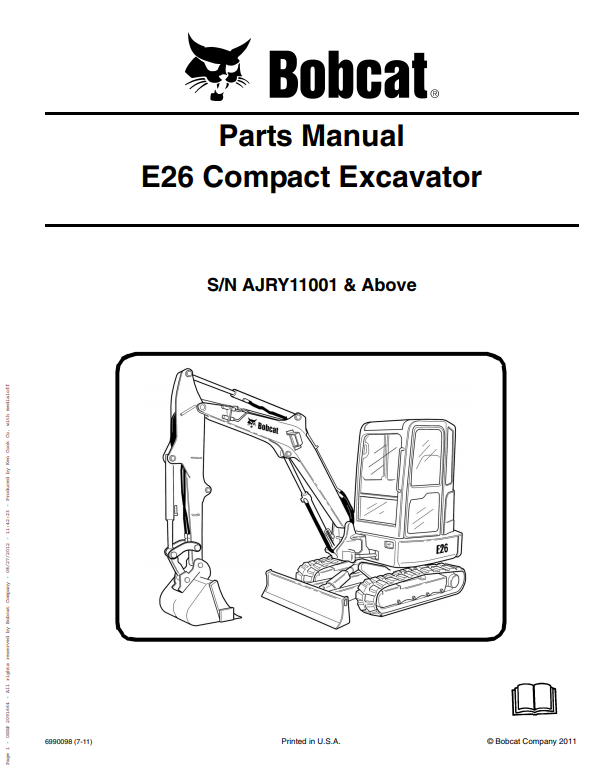 Manual de Partes Excavadora Compacta Bobcat E26