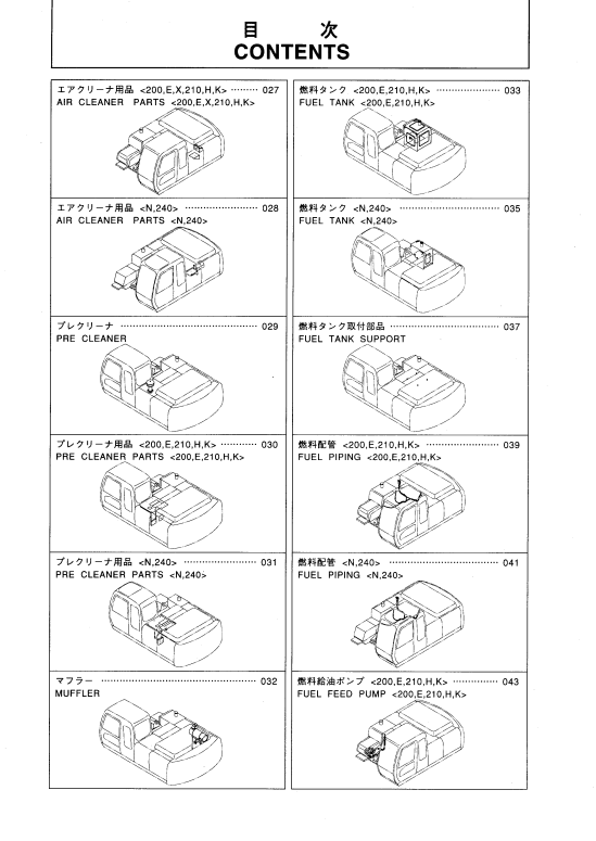 Manual de Partes Excavadora Hitachi Zaxis 200 a 240