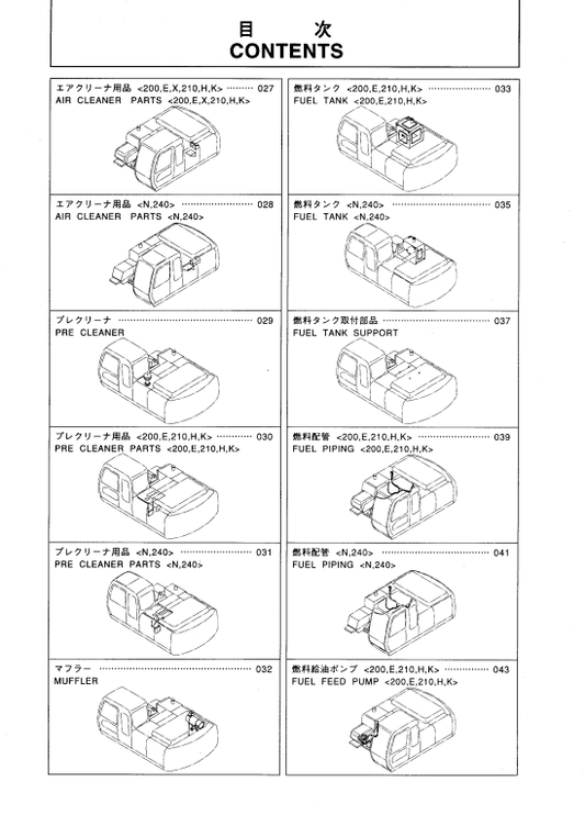 Manual de Partes Excavadora Hitachi Zaxis 200 a 240