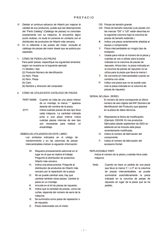 Manual de Partes Excavadora Hitachi Zaxis series 200-5G, 210-5G