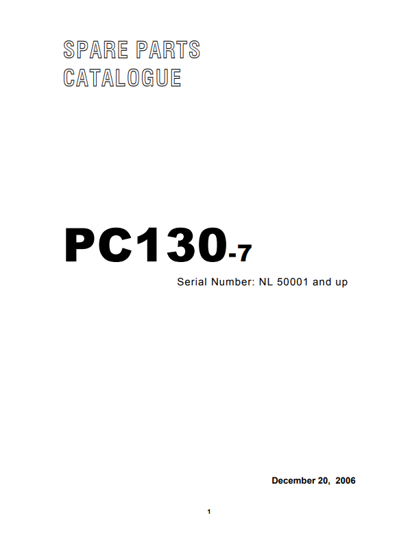 Manual de Partes Excavadora Komatsu PC130-7