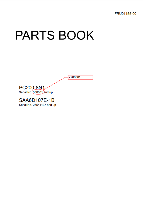 Manual de Partes Excavadora Komatsu PC200-8N1