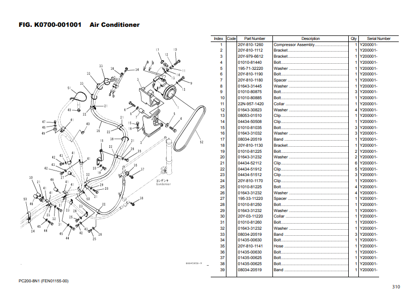 Manual de Partes Excavadora Komatsu PC200-8N1