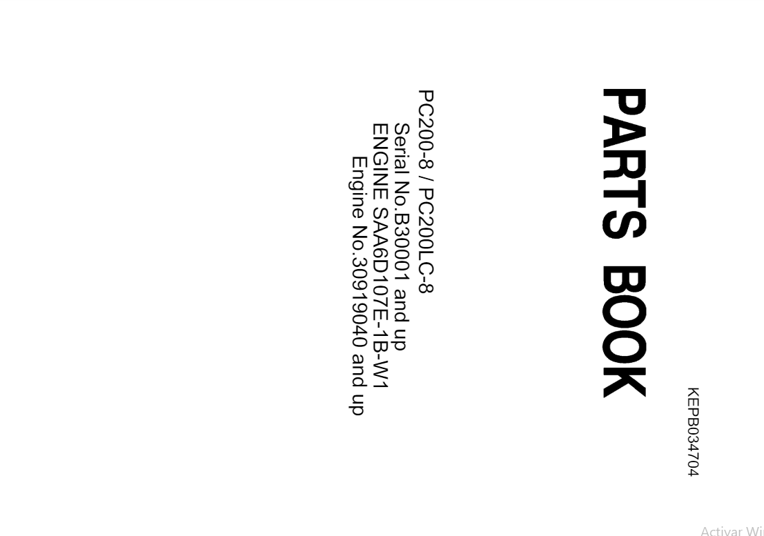 Manual de Partes Excavadora Komatsu PC200-8 PC200LC-8