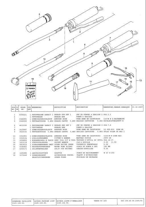 Manual de Partes Excavadora Terex TC225