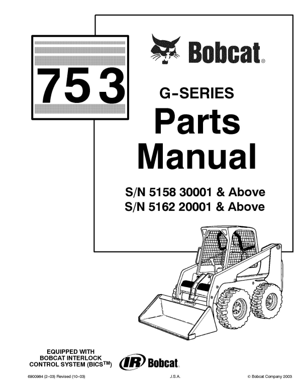 Manual de Partes Minicargador Bobcat 753 serie G