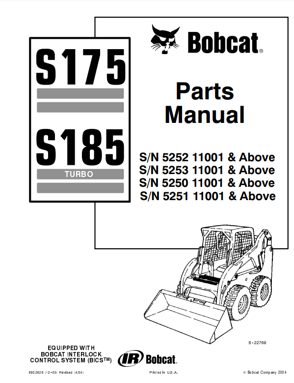 Manual de Partes Minicargador Bobcat S175, S185