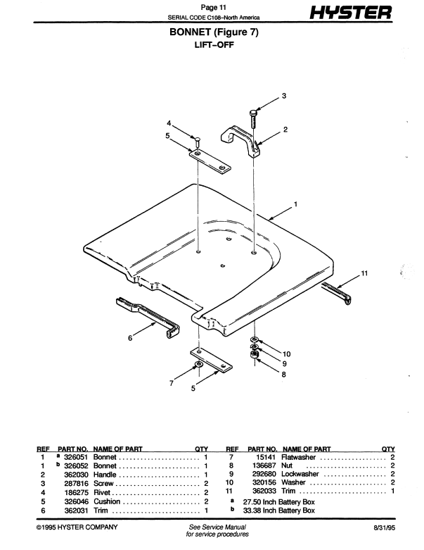 Manual de Partes Montacarga Hyster E40XL, E50XL, E55XL, E60XL (C108)
