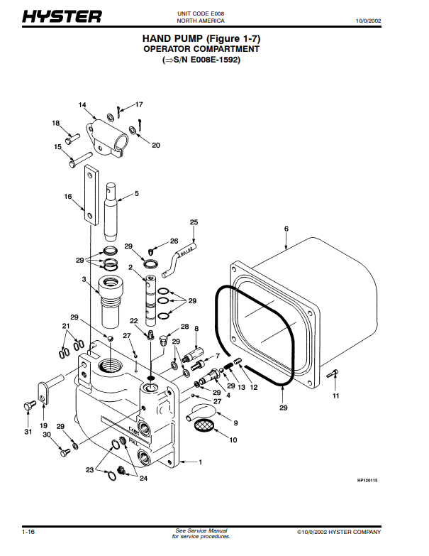 Manual de Partes Montacarga Hyster H440FS, H550F, H550FS, H620F, H620FS, H650F, H700F, H700FS (E008)