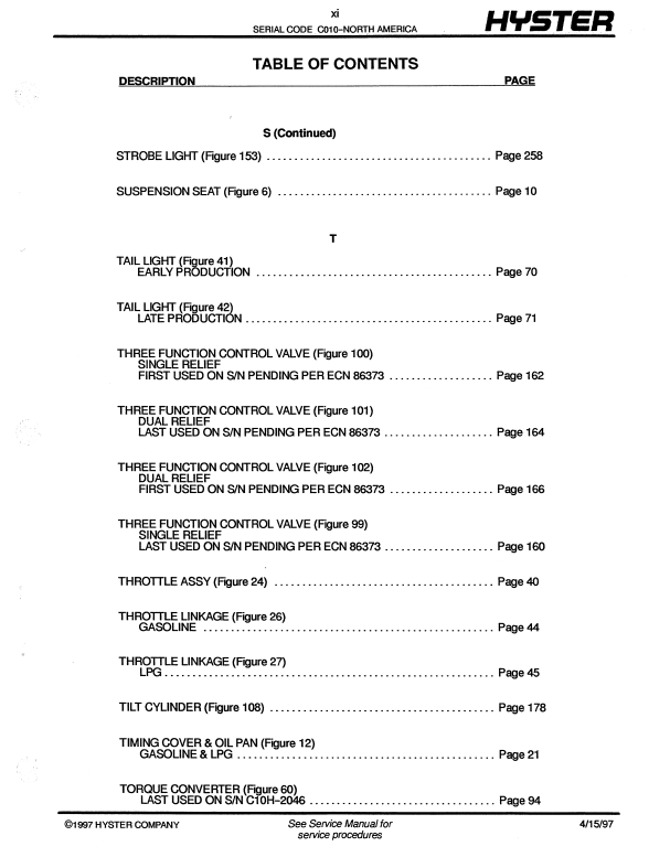 Manual de Partes Montacarga Hyster S25XM, S30XM, S35XM, S40XMS (C10)