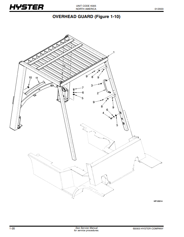 Manual de Partes Montacargas Hyster H100XM, H110XM, H120XM, H70XM, H80XM, H90XM (K005)