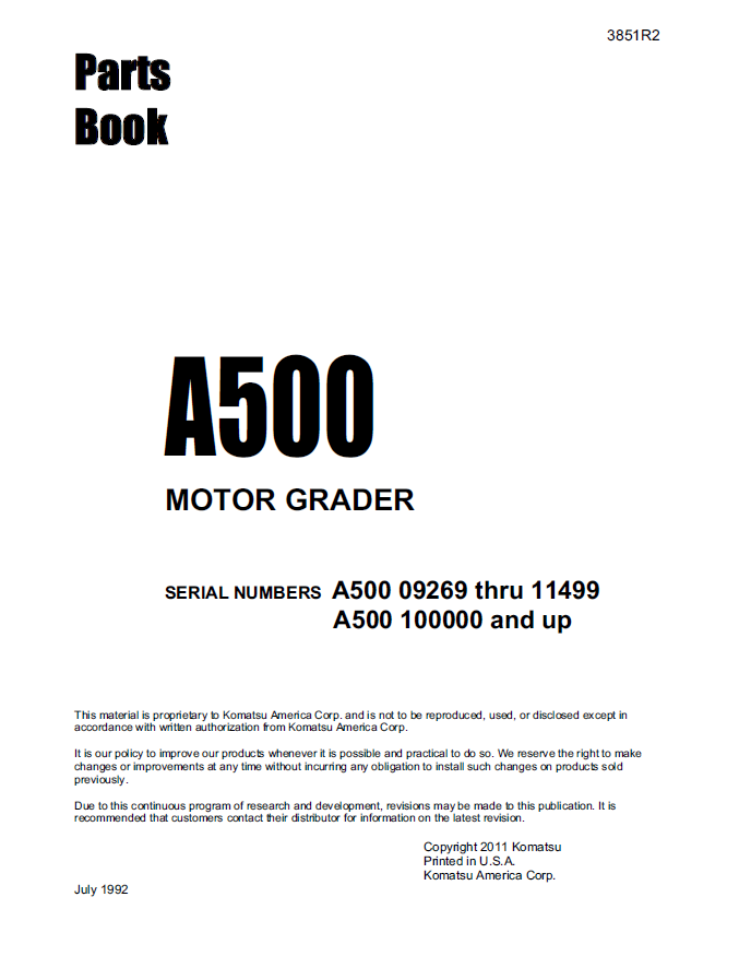 Manual de Partes Motoniveladora Galión A500