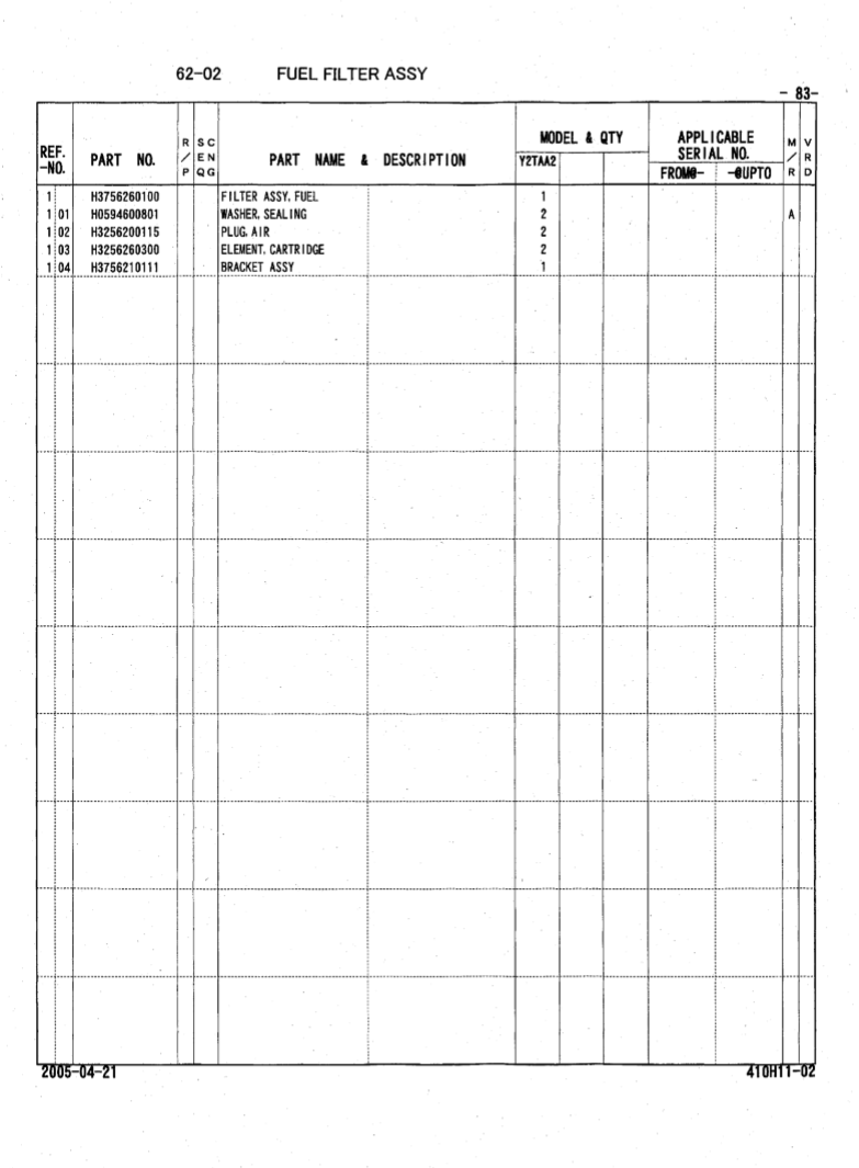 Manual de Partes Motor Diesel Mitsubishi - Hitachi S6R-Y2TAA2