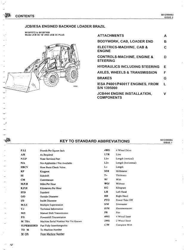 Manual de Partes Retroexcavadora JCB 3C, JCB 3C Plus