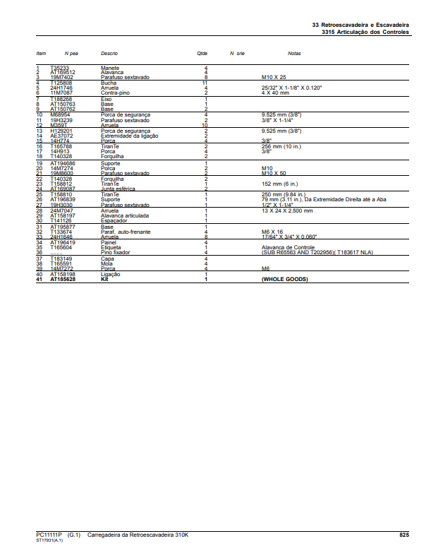 Manual de Partes Retroexcavadora John Deere 310K