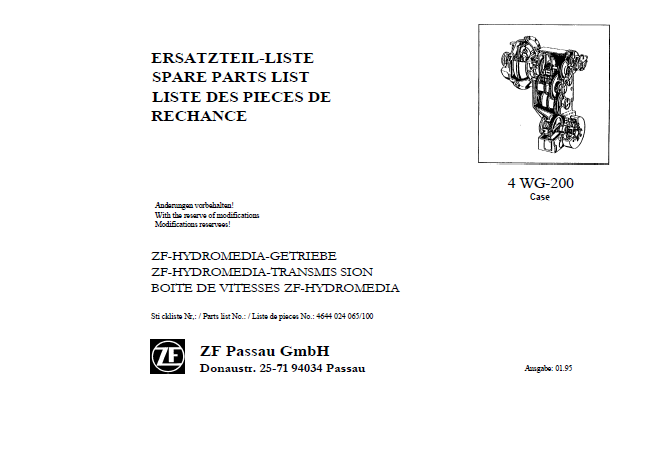 Manual de Partes Servotransmisión ZF 4 WG-200 CASE - 4464 024 065-100