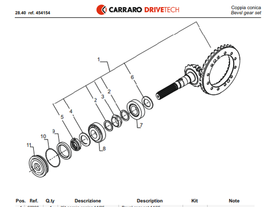 Manual de Partes Transmisión Carraro 28.40 - 454154