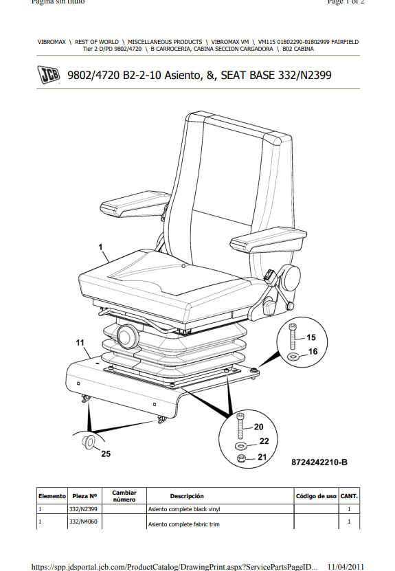 Manual de Partes Vibrocompactador JCB VM115D - PD