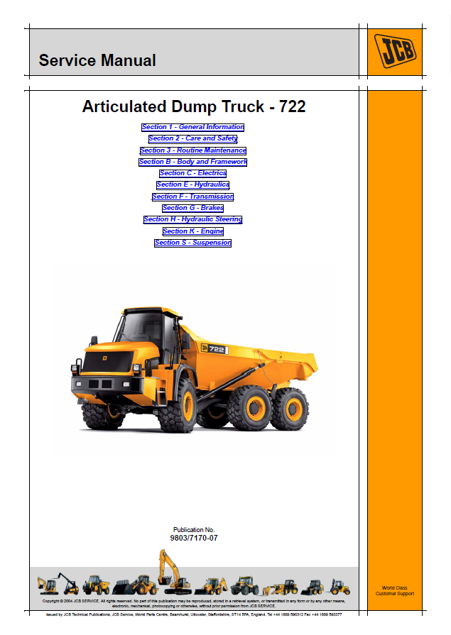Manual de Reparación Camión - Volqueta JCB 722