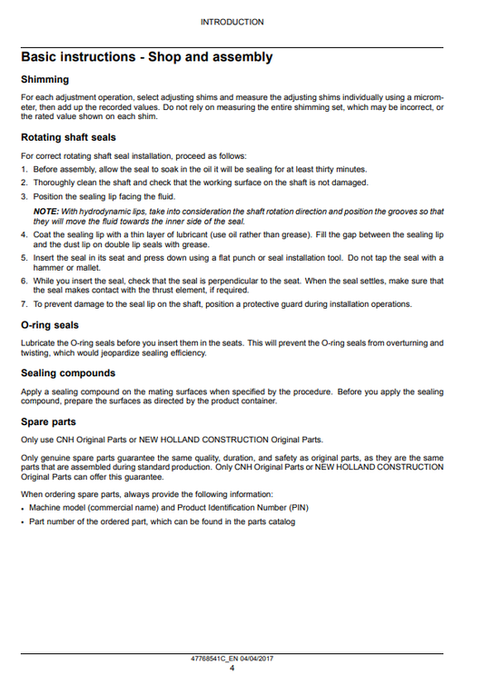 Manual de Reparación Cargador Compacto New Holland W50C TC, W50C ZB, W60C TC, W60C ZB, W70C HS, W70C, W80C HS, W80C Stage IIIB