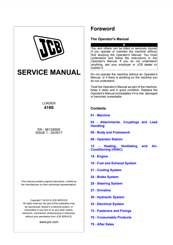 Manual de Reparación Cargador JCB 219S