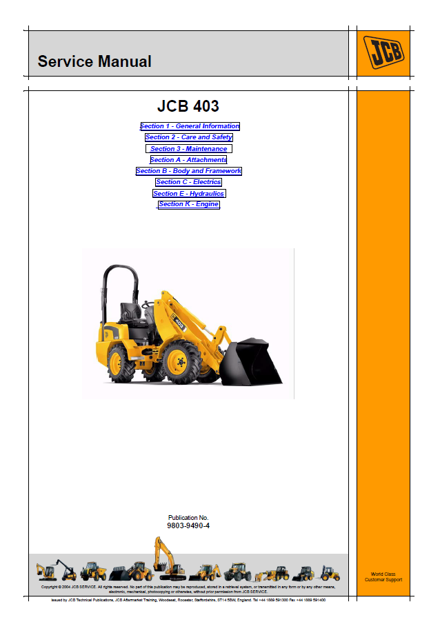 Manual de Reparación Pala Cargadora de Ruedas JCB 403