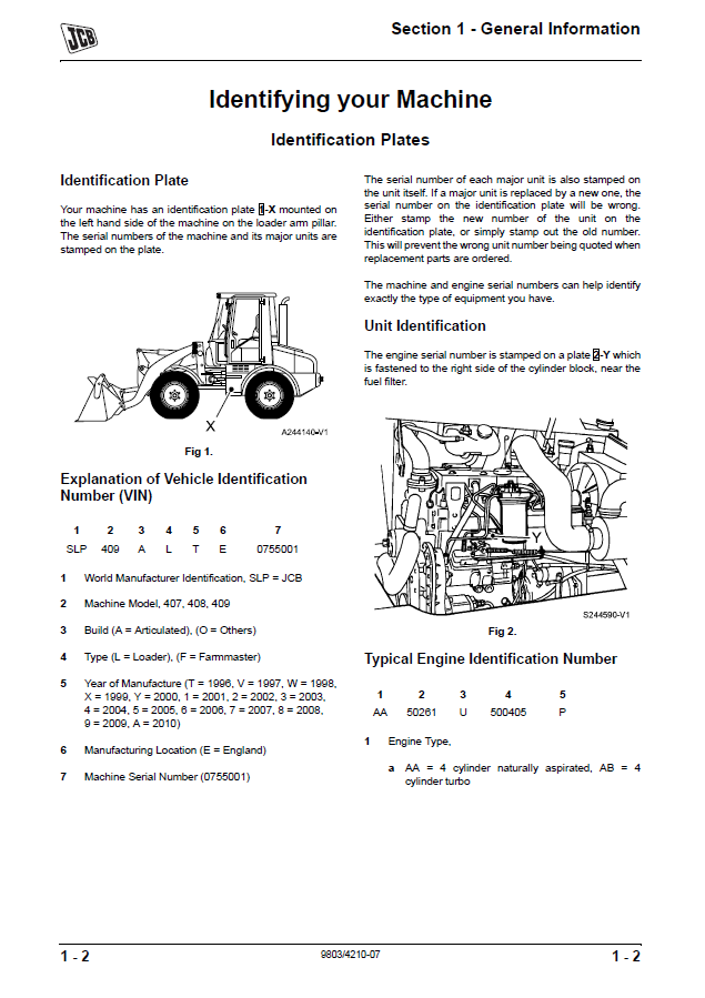 Manual de Reparación Cargador JCB 407B ZX, 408B ZX, 409B ZX, 410B ZX, 411B ZX