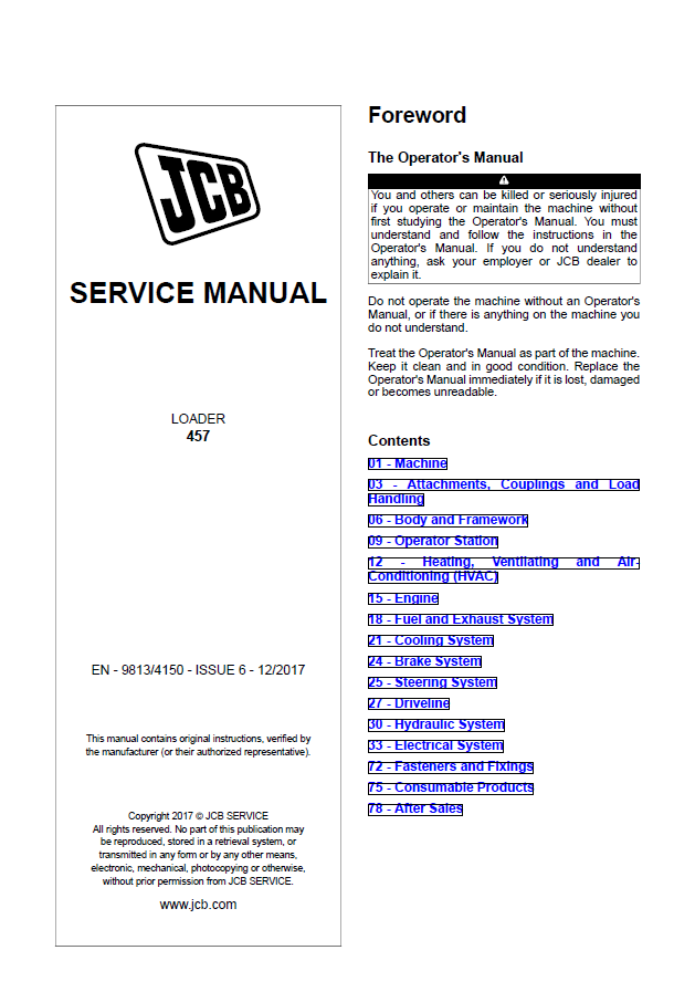 Manual de Reparación Cargador JCB 457