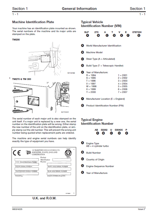 Manual de Reparación Cargador Agricola JCB TM200 TM270 TM300