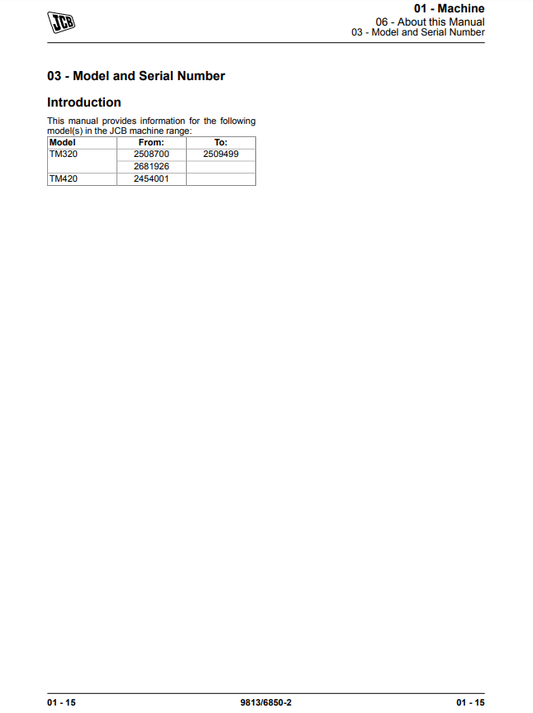 Manual de Reparación Cargador Telescopico JCB TM320, TM420