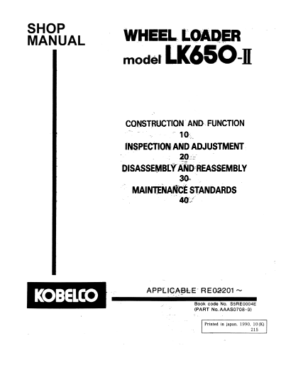 Manual de Reparación Cargador Kobelco LK650II