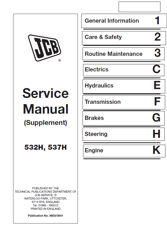 Manual de Reparación Complementario Telehandler JCB 532H, 537H