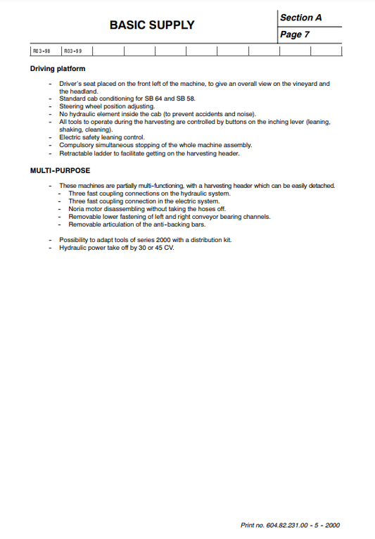 Manual de Reparación Cosechadora New Holland SB36, SB56, SB58, SB60, SB62, SB64