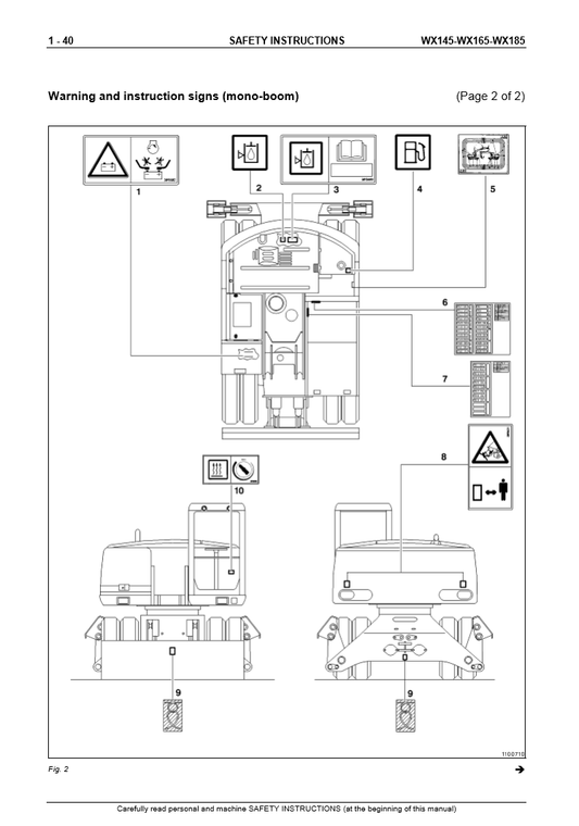 Manual de Reparación Excavadora sobre Ruedas Case WX145, WX165, WX185