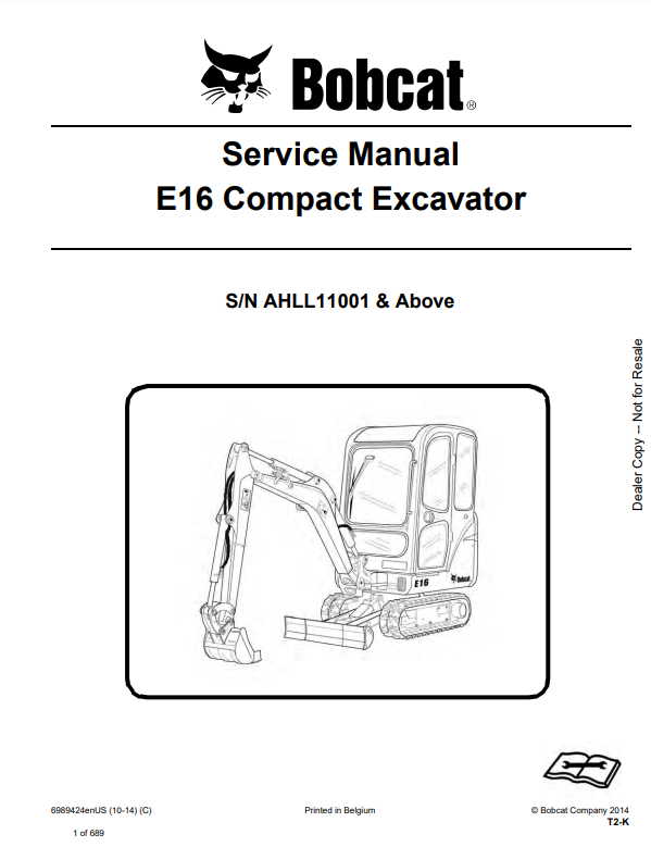 Manual de Reparación Excavadora Compacta Bobcat E16