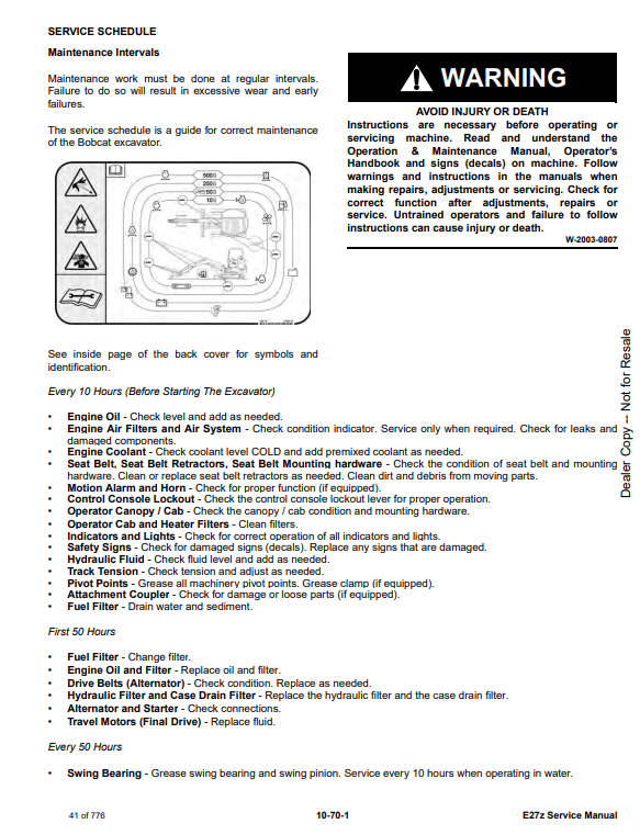 Manual de Reparación Excavadora Compacta Bobcat E27z