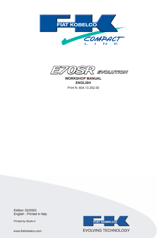 Manual de Reparación Excavadora Fiat - Kobelco E70SR Evolution