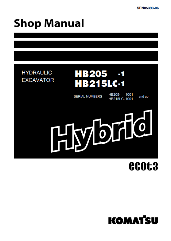 Manual de Reparación Excavadora Hibrida Komatsu HB205-1 , HB215LC-1