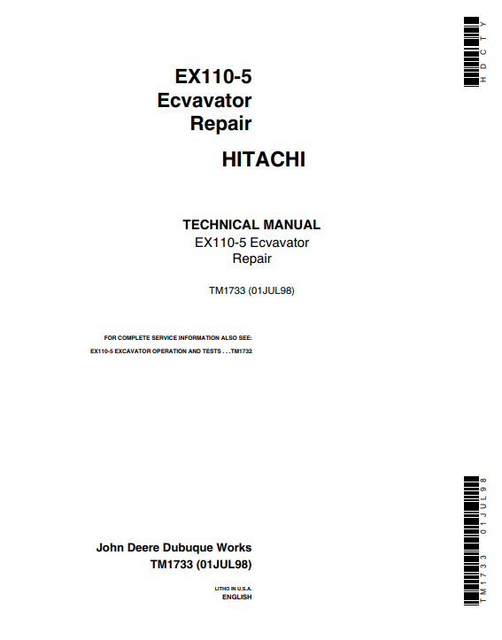 Manual de Reparación Excavadora Hitachi EX100-5