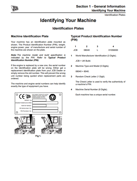Manual de Reparación Excavadora JCB 8040, 8045, 8050, 8055
