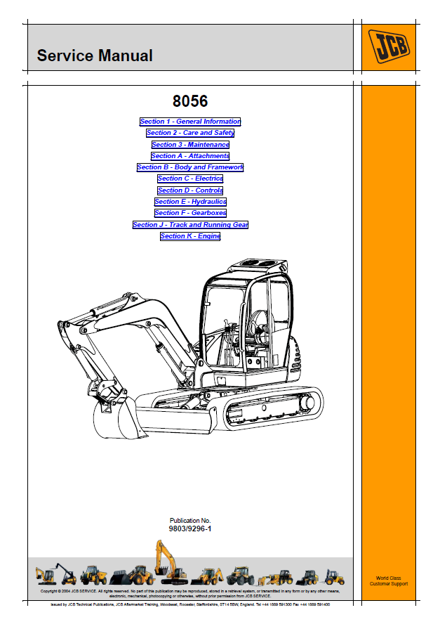 Manual de Reparación Mini Excavadora JCB 8056