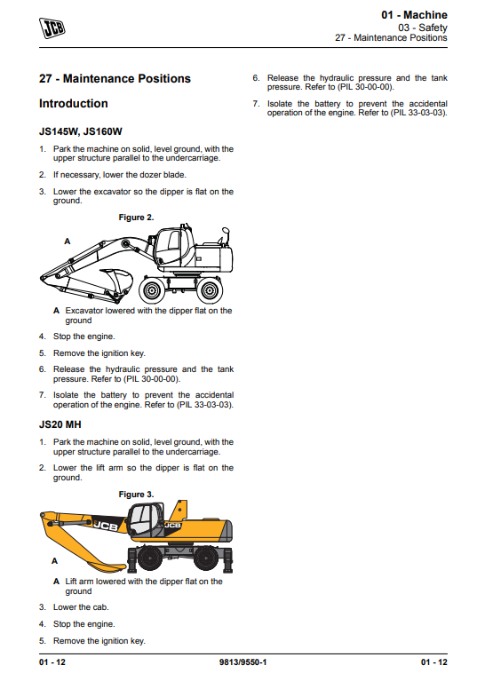 Manual de Reparación Excavadora JCB JS145W, JS160W, JS20 MH