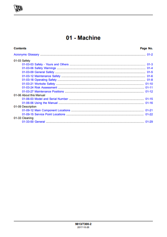 Manual de Reparación Excavadora JCB JS200, JS210, JS220, JS235