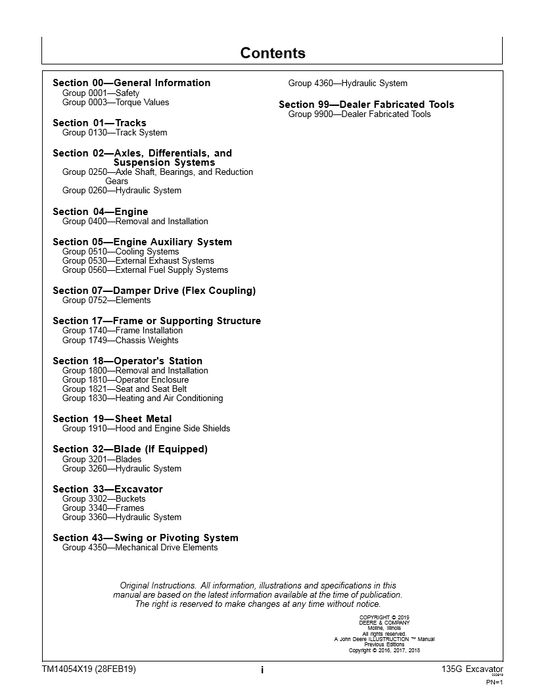 Manual de Reparación Excavadora John Deere 135G