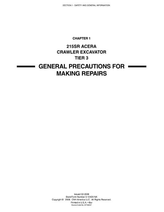 Manual de Reparación Excavadora Kobelco 215SR ACERA Tier 3