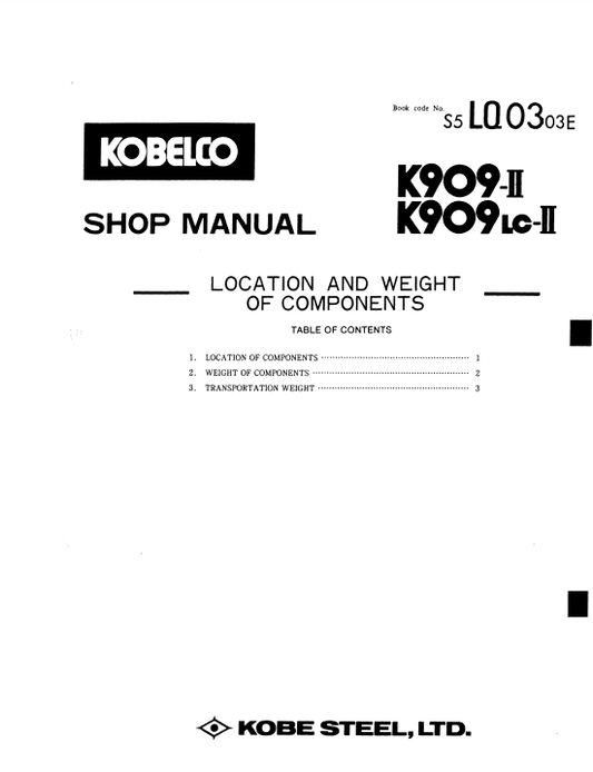 Manual de Reparación Excavadora Kobelco K909-II , K909LC-II