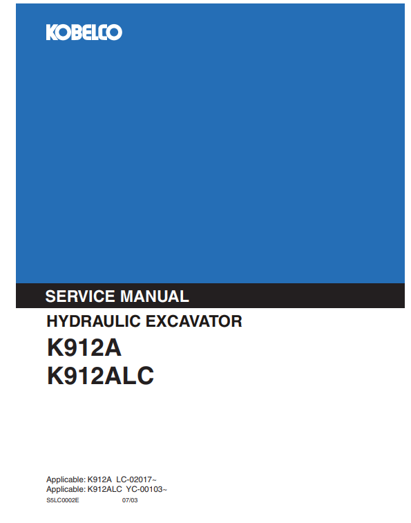Manual de Reparacion Excavadora Kobelco K912A, K912ALC