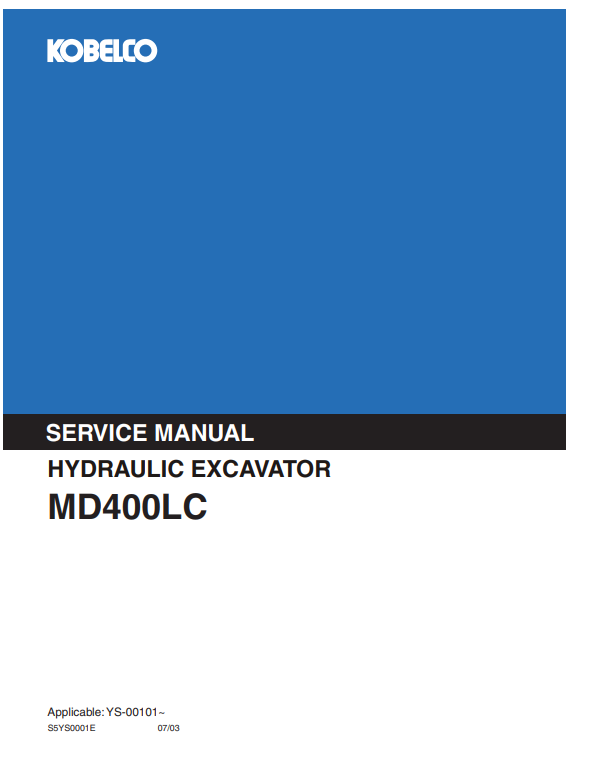 Manual de Reparación Excavadora Kobelco MD400LC